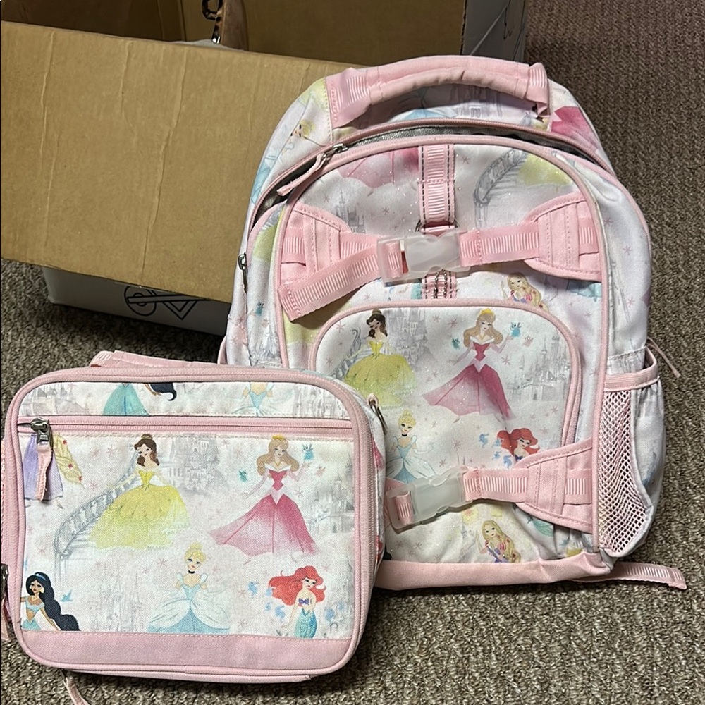 Pottery barn kids Pink Disney Princess Backpack and Lunchbox Set